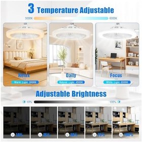 Resim Led Işıklı Tavan Vantilatörü - 3 Farklı Işık Modu, 3 Seviye Güçlü Fan Modu, Uzaktan Kumandalı, Sessiz Kullanım, Ayarlanabilir Parlaklık Ayarı, Kolay Kurulumlu, Led Işıklı Tavan Pervane Vantilatörü 