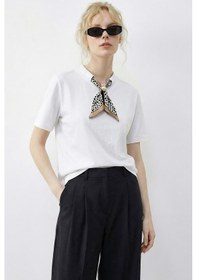 Resim Shade Kadın Tokalı Fular Detaylı Basic T-shirt 7601 60283978 - Beyaz 