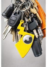 Resim Apple Uyumlu AirTag Şimşek Tasarımlı Gizli Anahtarlık Kılıf Çanta/valiz/anahtar İçin Tam Koruma Sarı 