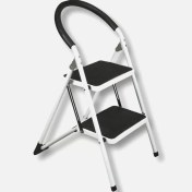 Resim Asil Metal 2 Basamaklı Katlanır Merdiven Geniş Kaymaz Yüzeyli Basamaklı Ev Tipi 150 Kg Taşıma Kapasite Beyaz 1 Adet 