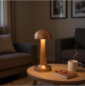 Resim HALL BREATHE Şirin mantar masaüstü LED lamba, canlı sarı renk, şık ve enerji tasarruflu tasarım 