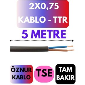 Resim Öznur 2x0,75 Ttr Kablo Metre Seçenekli Siyah - 5 Metre 