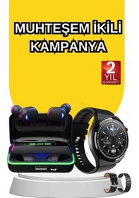 Resim Yeni Nesil Akıllı Saat Ve Bluetooth Kulaklık Titreşim Bildirimleri Uyku Takibi 
