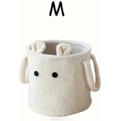 Resim Elmpaly Kalın Desenli Çamaşır Sepeti: Çok Amaçlı Oyuncak Saklama Çantası - Krem Rengi 