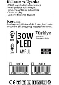 Resim ŞANLED 30wat Tasarruflu E27 Beyaz Renk Torch Led Ampul-6 Adettir 
