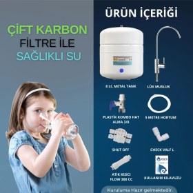 Resim Evora 5 Aşamalı 8 Lt Kapalı Oval Kasa Pompasız Su Arıtma Cihazı 