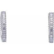 Resim Nagıss 20 MM Halka Baget Taşlı 925 Ayar Gümüş Kadın Küpe 