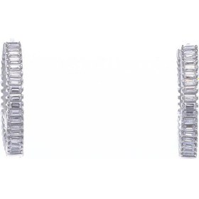 Resim Nagıss 20 MM Halka Baget Taşlı 925 Ayar Gümüş Kadın Küpe 