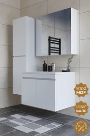 Resim TETA HOME Tokyo 65 Cm Mdf Banyo Dolabı Seti + Boy Dolabı 
