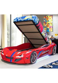 Resim Setaymobilya Arabalı Yatak, Kırmızı Mercedes Full Ledli Bazalı Arabalı Yatak 
