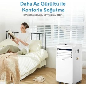 Resim Kumtel Duvara Delik Açmadan Rahat ve Hızlı Kurulum 7000 Btu Portatif Taşınabilir Klima+ Akım Korumalı Priz Hediye 