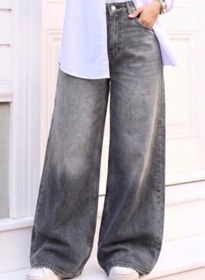 Resim Tesettür Diyarı Kadın Retro Baggy Kot Pantolon- Koyu Gri 