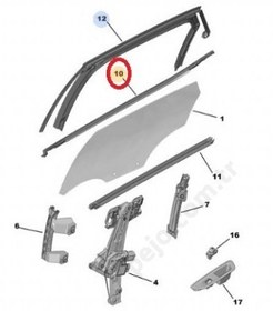 Resim Citroen C4 X (2021-2025) Sağ Ön Kapı Cam Dış Sıyırıcı Fitili (Orijinal) 