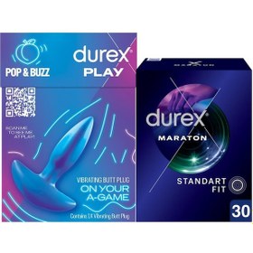 Resim Durex Titreşimli Anal Plug Tıkaç + Durex Maraton Geciktiricili Prezervatif 30'lu 