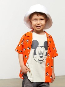 Resim LC Waikiki Polo Yaka Kısa Kollu Mickey Mouse Baskılı Erkek Bebek Gömlek 