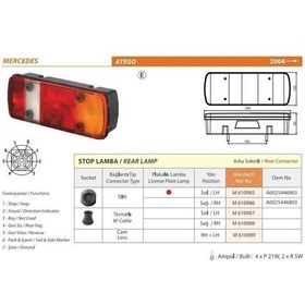 Resim Mars-610985 - Stop Lambası Sol Soketlı Plakalı Mercedes Atego / 