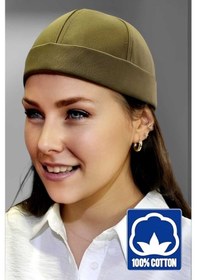Resim Unisex %100 Pamuklu Docker Şapka Haki 
