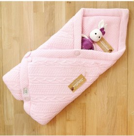 Resim Kız Bebek Kundak Battaniyesi Pembe Triko Kumaş Set Stl4617 Beyaz - Fuşya 