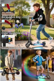 Resim Sportaj Elektrikli Çocuk Scooter - Çift Frenli Katlanabilir - LED Işıklı - Ön Çift Süspansiyonlu 8+ 