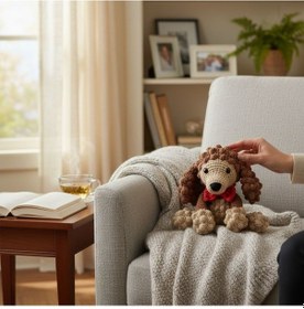 Resim Amigurumi Oyuncak Pelüş Köpek Bej 