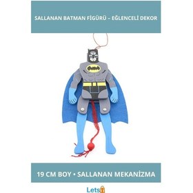 Resim Ahşap Sallanan Batman Figürü 19 Cm Eğlenceli Dekoratif Figür 1 Adet 