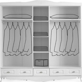 Resim Beenal Country Gardırop, Mebran 5 Kapaklı Çekmeceli Dolap 200CM 