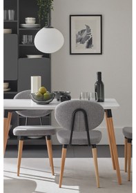 Resim Enza Home Palladio Mutfak Masası, Naturel Ahşap Ayaklı - Beyaz 