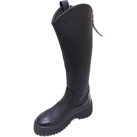 Resim Pierre Cardin Pierre Cardin Siyah Streç Deri Kadın Çizme Bot Ayakkabı 