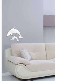 Resim Yunuslar Dekoratif Ayna Gümüş 