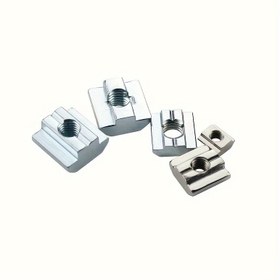 Resim 50 Adet Karbon Çelik T-Somun, Nikel Kaplama, Tak-Çıt Ekleme, Tam Dişli - M3 M4 M5 M6 20 Serisi Alüminyum Ekstrüzyonlar için Sürgülü T-Yuvası Somunu 