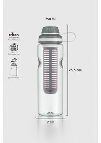 Resim Renga Ege 750 Ml Tritan Süzgeçli Detoks Matara 911008 Füme Füme 