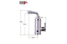 Resim Elektrikli Hızlı Su Isıtıcı, Termal Şofben, Musluk, Gümüş Renk, Pratik ve Güvenilir 