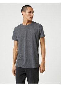 Resim Koton Basic Tişört Slim Fit Bisiklet Yaka Kısa Kollu Pamuklu Gri 3sam10057hk 3sam10057hk031 Gri 