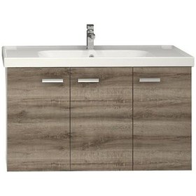 Resim Turkuaz Frame Etajerli Lavabo 100X45Cm Ve Terra Banyo Dolabı-Aliz Çok Renkli 