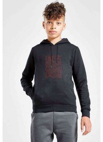 Resim Tshirthane Love Joy Peace Baskılı Unisex Çocuk Kapüşonlu Siyah Sweatshirt (528607405) 