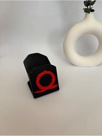 Resim Antik Savaşçı Temalı Omega Sembollü Oyun Kolu Standı ve Telefon Tutucu - Mitolojik 3D Baskı Masaüstü Düzenleyici - PS5, Xbox Uyumlu (Kırmızı) 