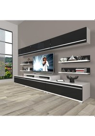 Resim Decoraktiv Ekoflex 8y Mdf Tv Ünitesi Tv Sehpası Beyaz - Siyah 