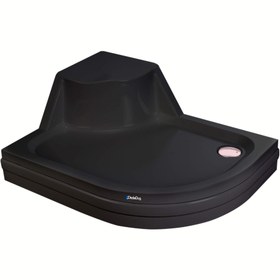 Resim Asimetrik Panelli Oturmalı Duş Teknesi | Sanacryl - 90x100 / Siyah / Oturmalı 