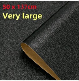 Resim Kalınlaşmış Kendinden Yapışkanlı Deri Tamir Mobilya Masa Kanepe Araba Koltuğu Black 50x137cm 