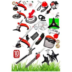 Resim Turbo Motor 10parça Benzinli 52cc Benzinli Yan Tırpanı Ot Biçme,çit Budama Dal Kesme,çapa Full Set 