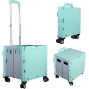 Resim Sunup SN-26966 Katlanabilir Market Pazar Kamp Tekerlekli Alışveriş Arabası 60KG Kapasiteli 