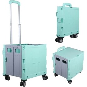 Resim Sunup SN-26966 Katlanabilir Market Pazar Kamp Tekerlekli Alışveriş Arabası 60KG Kapasiteli 