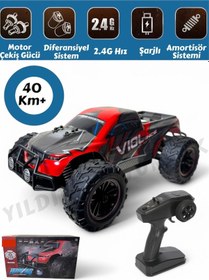 Resim 40km/h Hız Yapan 4wd 4x4 Extreme Thunder Metal Iç Aksam Uzaktan Kumandalı Araba Rc Model Araç Kırmızı 