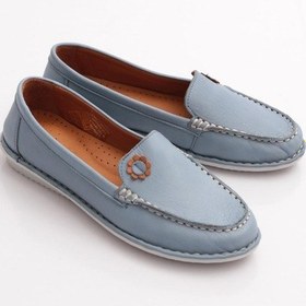 Resim Dgn E220 Kadin Çiçek Desenli Loafer Ayakkabi Mavi 