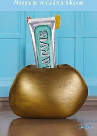 Resim Evene Diş Fırçalığı Diş Fırçalık Diş Fırçası Standı Diş Fırçası Tutucu Altın Eskitme Renk Model 22, e.dismodel22 