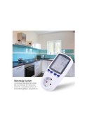 Resim Elektrik Sayacı Prizleri Güç Tüketimi Monitörü Lcd Ekran Çok Fonksiyonlu Akıllı Elektrik Enerjisi Ölçüm Soketi Gerilim 