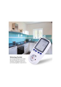 Resim Elektrik Sayacı Prizleri Güç Tüketimi Monitörü Lcd Ekran Çok Fonksiyonlu Akıllı Elektrik Enerjisi Ölçüm Soketi Gerilim 