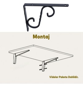 Resim Nzb Raf Altı Raf Tutucu Ayak Ferforje Siyah 150X110 mm 2 Adet 