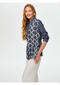 Resim Faik Sönmez Önü Brode Nakışlı Beli Tünelli Overshırt Tunik S25tnk006 Us25tnk00627 Indigo 