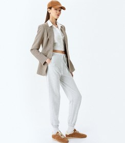 Resim Koton Çift Bel Detaylı Bağcıklı Cepli Rahat Kalıp Jogger Eşofman Altı Kar Melanj 5sal40077ık Gri Melanj 